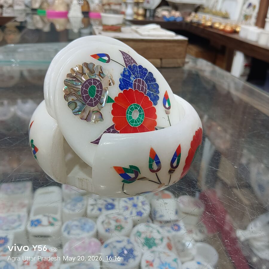 Marble Coaster Set — Design 9 Agra