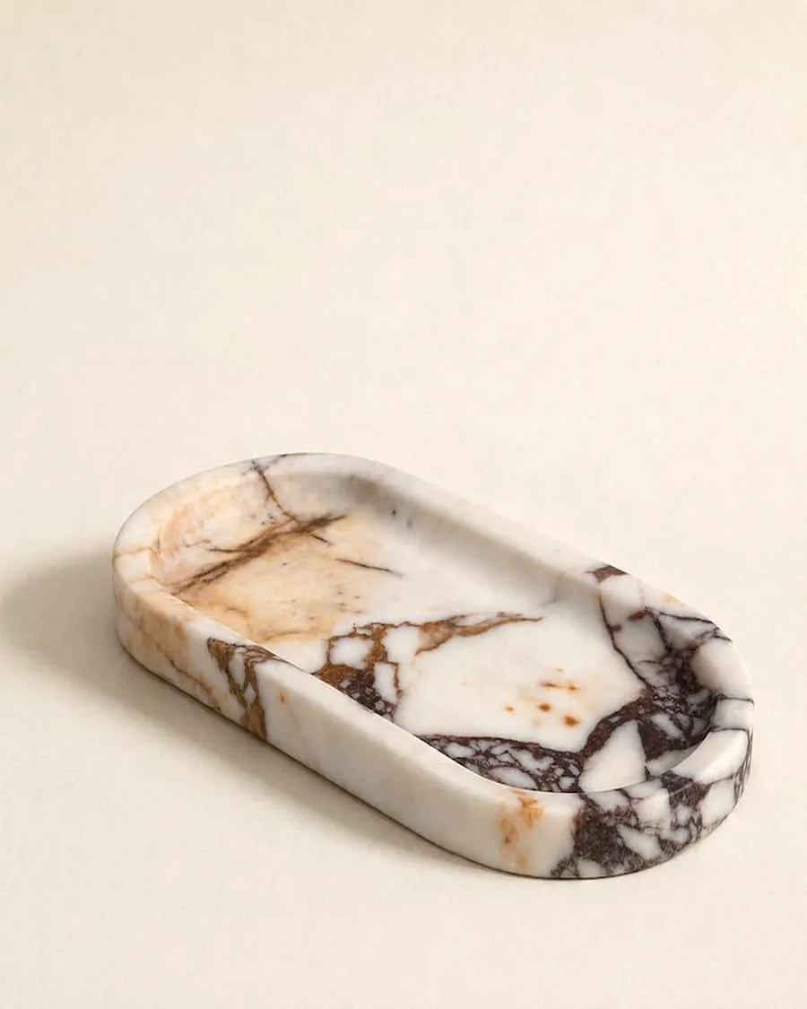Elegant Rectangular Serving Platter — handcrafted marble by Authentic Jewels of Marble, Agra