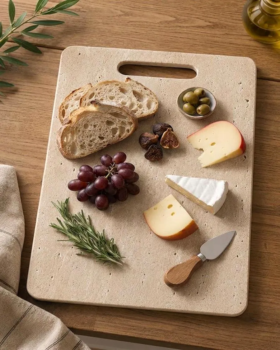 Travertine Board with Cut-Out Handle