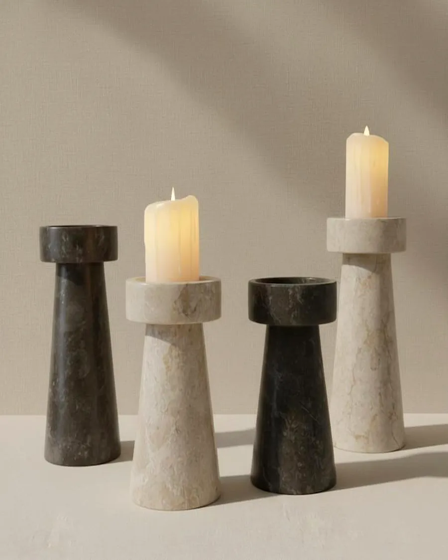 Two-Tone Pillar Candle Holders